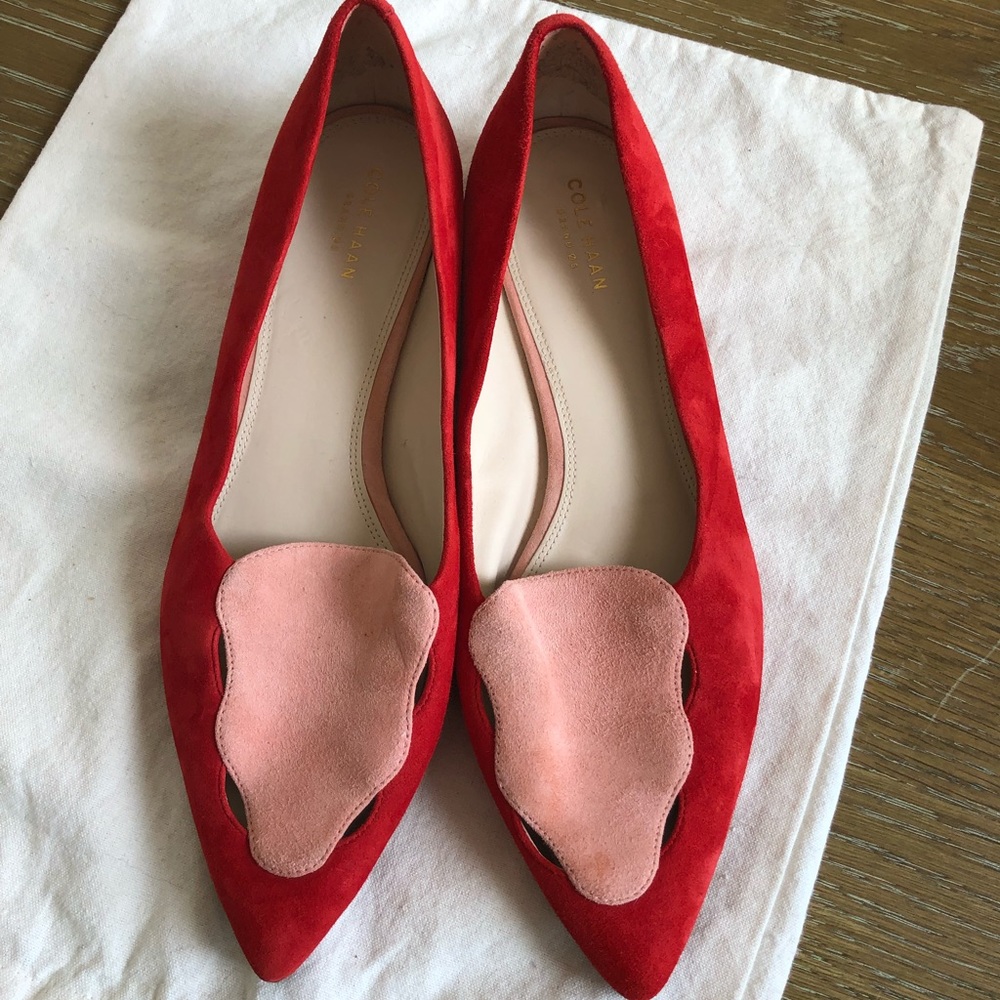 Cole Haan Leah Skimmer Leather Flats red and pink pointy toe Size: 10B